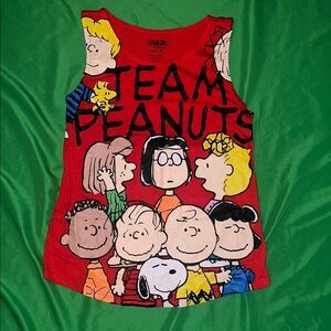 Peanuts Red and Black Cartoon Tank Top size Medium- Juniors